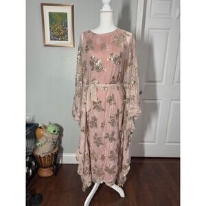 Joyfolie "mia JOY" girls formal boho gown dusty rose lace with metallic‎ Details